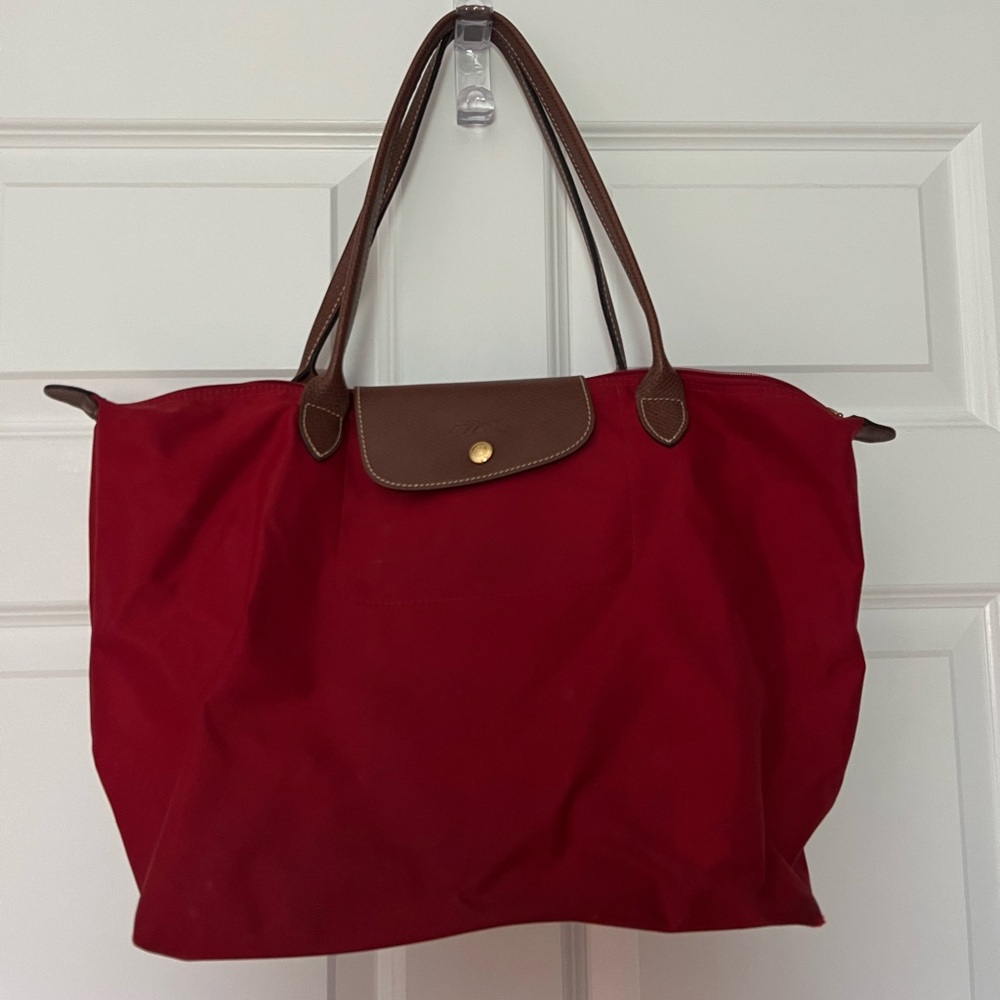 Red Longchamp Large Tote